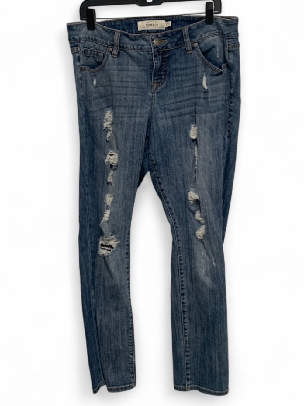 torrid Distressed Medium Blue Boyfriend Jeans